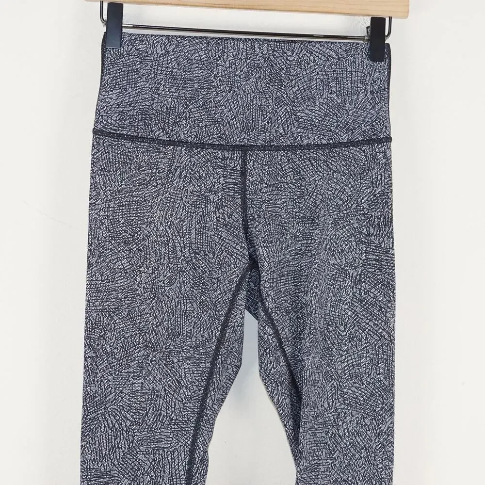 Lululemon Wunder Under High Rise Line Up Black White Ankle Leggings Womens Sz 6